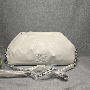 Badgley Mischka White Wrapped Frame Crossbody Bag